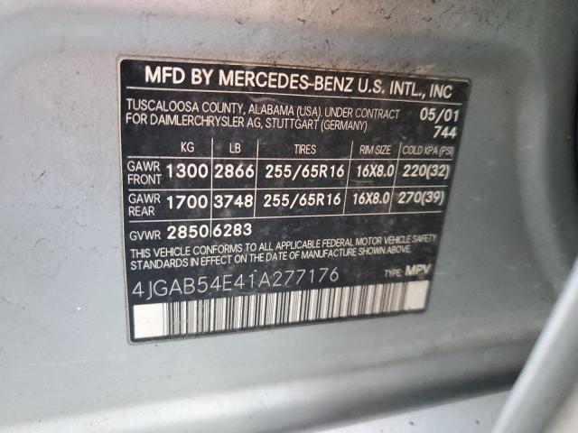 4JGAB54E41A277176 - 2001 MERCEDES-BENZ ML 320 SILVER photo 14