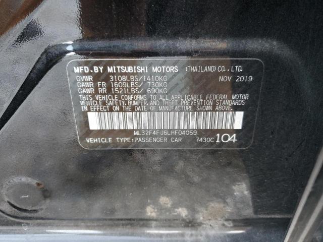 ML32F4FJ6LHF04059 - 2020 MITSUBISHI MIRAGE G4 SE BLACK photo 12