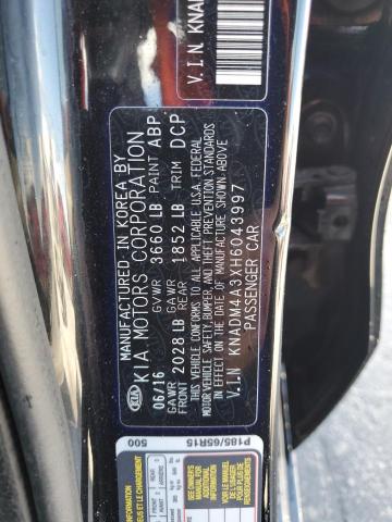 KNADM4A3XH6043997 - 2017 KIA RIO LX BLACK photo 13
