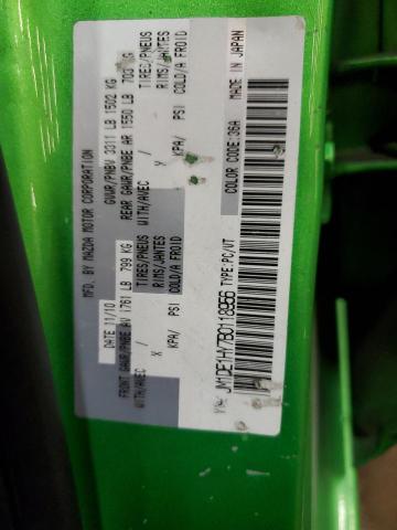 JM1DE1HY7B0118956 - 2011 MAZDA MAZDA2 GREEN photo 12