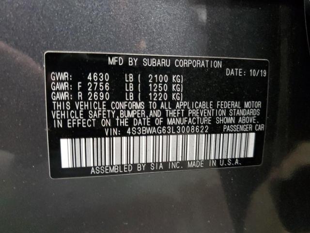 4S3BWAG63L3008622 - 2020 SUBARU LEGACY SPORT GRAY photo 13