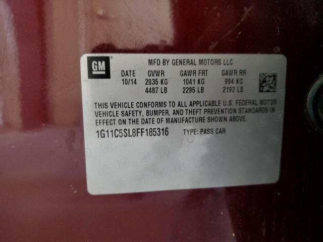 1G11C5SL8FF185316 - 2015 CHEVROLET MALIBU 1LT 栗色 照片 12