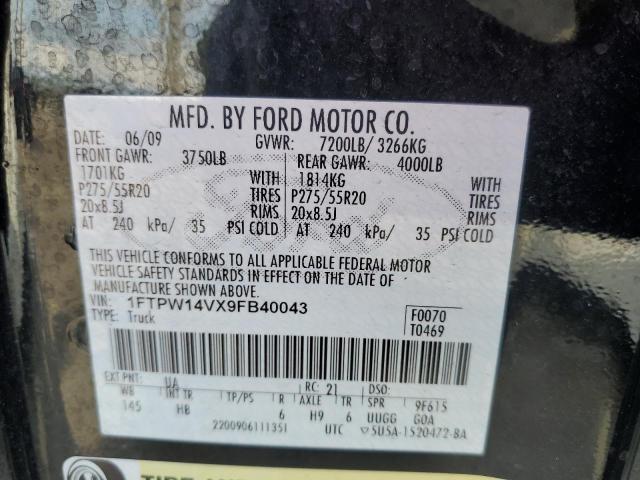 1FTPW14VX9FB40043 - 2009 FORD F150 SUPERCREW BLACK photo 12