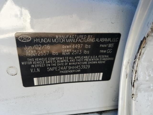 5NPE24AF9HH453929 - 2017 HYUNDAI SONATA SE WHITE photo 12