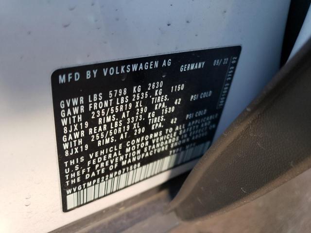 WVGTMPE22NP071506 - 2022 VOLKSWAGEN ID.4 PRO S თეთრი ფოტო 13