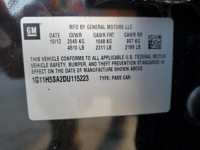 1G11H5SA2DU115223 - 2013 CHEVROLET MALIBU LTZ შავი ფოტო 12