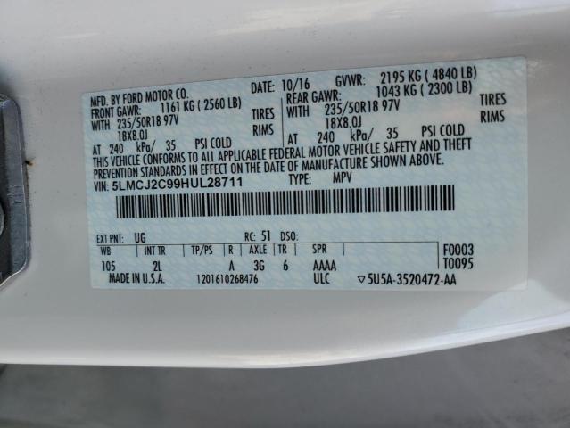 5LMCJ2C99HUL28711 - 2017 LINCOLN MKC SELECT Weiß Foto 13