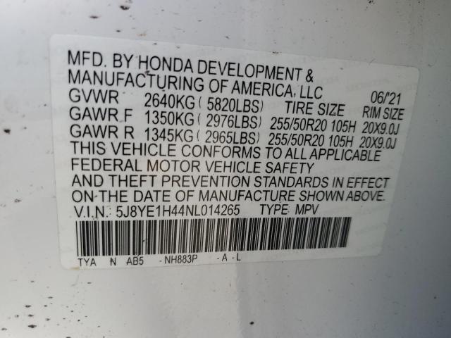 5J8YE1H44NL014265 - 2022 ACURA MDX ADVANC TECHNOLOGY WHITE photo 13