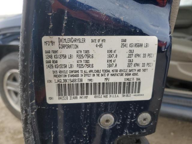 1J4GL38K15W681538 - 2005 JEEP LIBERTY RENEGADE 蓝色 照片 12