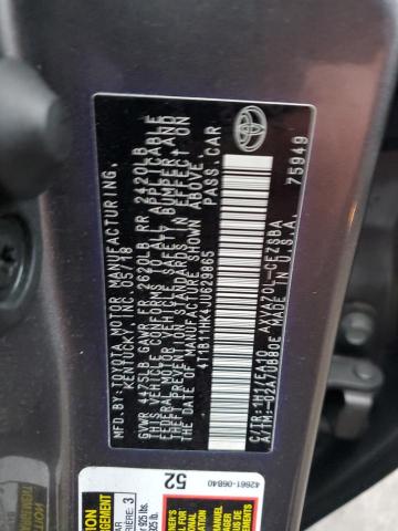 4T1B11HK4JU629865 - 2018 TOYOTA CAMRY L GRAY photo 12