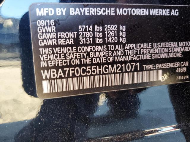 WBA7F0C55HGM21071 - 2017 BMW 750 I BLACK photo 12