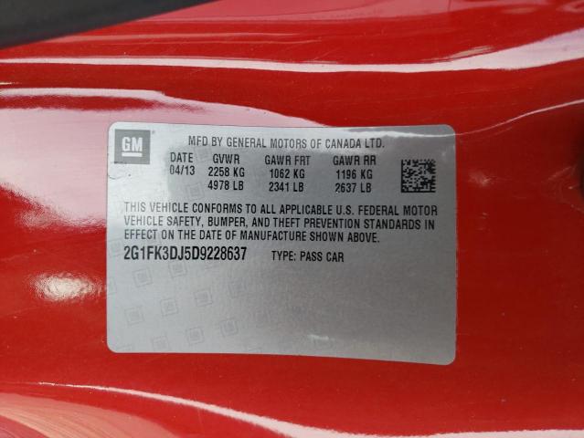 2G1FK3DJ5D9228637 - 2013 CHEVROLET CAMARO 2SS RED photo 12