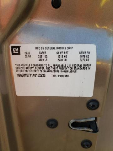 1G6DM577140162220 - 2004 CADILLAC CTS GOLD photo 12