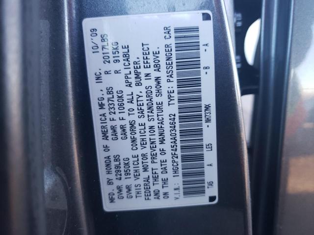 1HGCP2F45AA034642 - 2010 HONDA ACCORD LXP GRAY photo 13