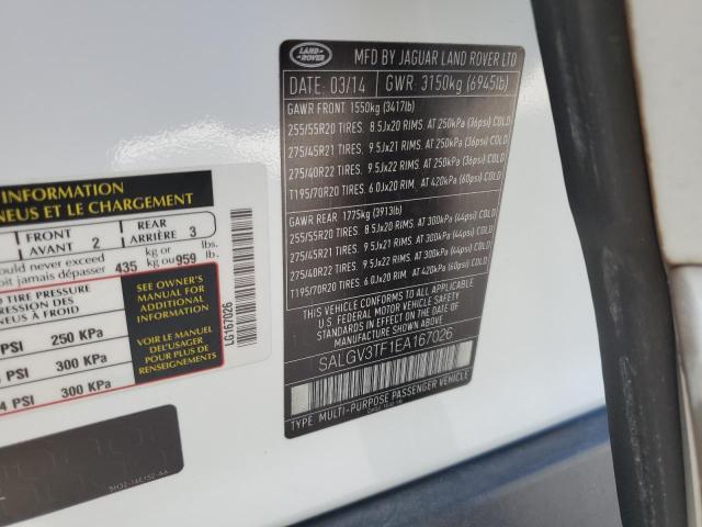 SALGV3TF1EA167026 - 2014 LAND ROVER RANGE ROVE AUTOBIOGRAPHY WHITE photo 13