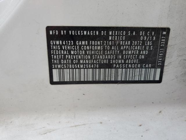 3VWC57BU5KM256476 - 2019 VOLKSWAGEN JETTA S WHITE photo 12