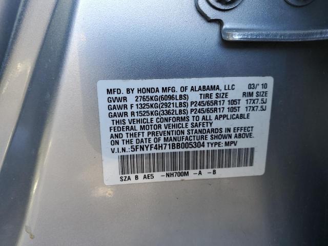 5FNYF4H71BB005304 - 2011 HONDA PILOT EXLN SILVER photo 14