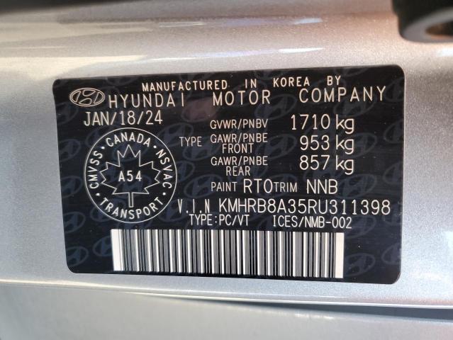 KMHRB8A35RU311398 - 2024 HYUNDAI VENUE SE SILVER photo 12