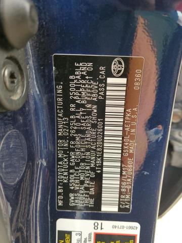 4T1BK1EB2DU026001 - 2013 TOYOTA AVALON BASE 蓝色 照片 12