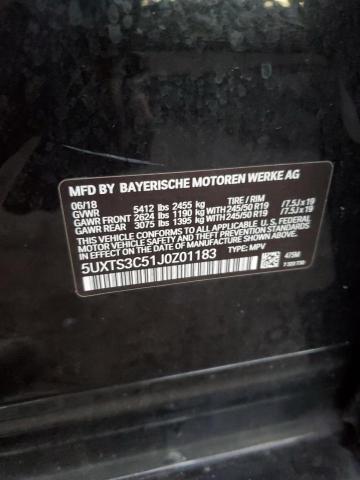 5UXTS3C51J0Z01183 - 2018 BMW X3 XDRIVEM40I შავი ფოტო 14