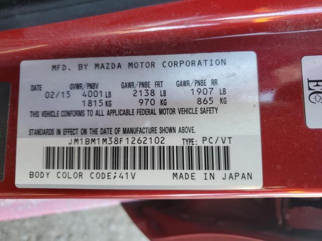 JM1BM1M38F1262102 - 2015 MAZDA 3 GRAND TOURING RED photo 12
