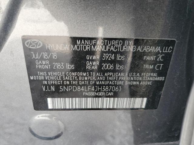 5NPD84LF4JH387061 - 2018 HYUNDAI ELANTRA SEL CHARCOAL photo 13