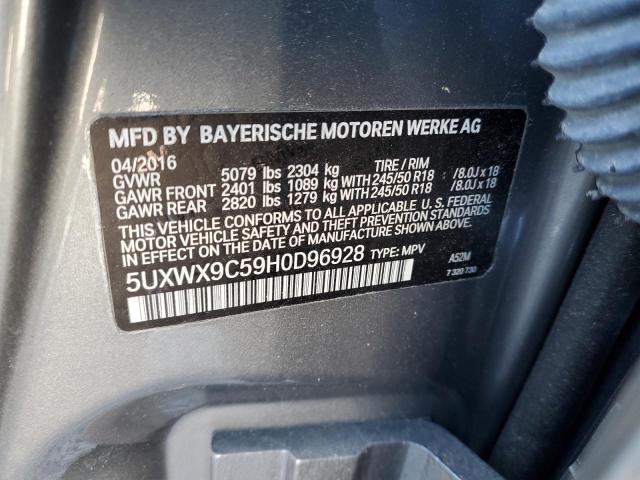 5UXWX9C59H0D96928 - 2017 BMW X3 XDRIVE28I GRAY photo 13