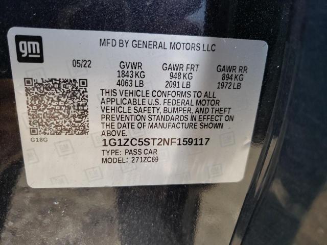 1G1ZC5ST2NF159117 - 2022 CHEVROLET MALIBU LS GRAY photo 12