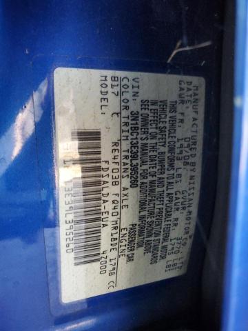 3N1BC13E39L395260 - 2009 NISSAN VERSA S BLUE photo 12