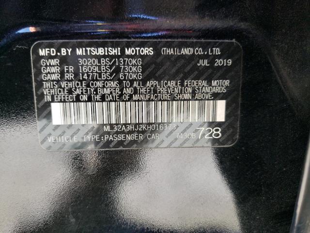 ML32A3HJ2KH016373 - 2019 MITSUBISHI MIRAGE ES BLACK photo 12