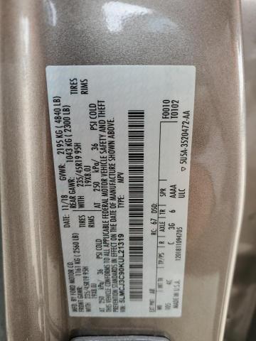 5LMCJ3C90KUL21319 - 2019 LINCOLN MKC RESERVE TAN photo 12