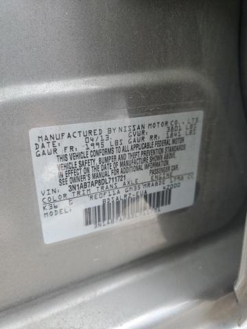 3N1AB7AP8DL711721 - 2013 NISSAN SENTRA S SILVER photo 12