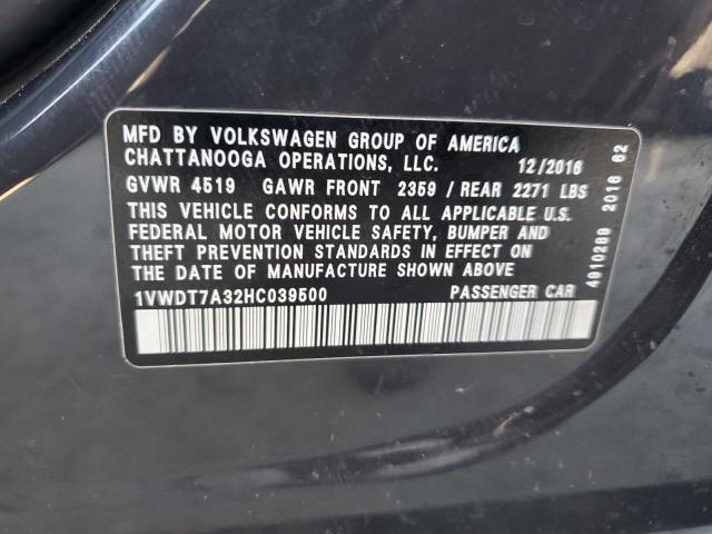 1VWDT7A32HC039500 - 2017 VOLKSWAGEN PASSAT R-LINE გრაფიტი ფოტო 12