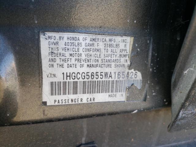 1HGCG5655WA165426 - 1998 HONDA ACCORD EX GRAY photo 12