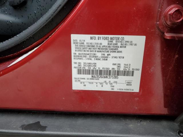 MAJ3S2GE6KC275285 - 2019 FORD ECOSPORT SE RED photo 13