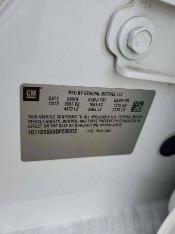 1G11G5SX6DF205972 - 2013 CHEVROLET MALIBU 3LT თეთრი ფოტო 12