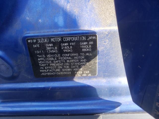 JS2YB5A31C6303024 - 2012 SUZUKI SX4 BLUE photo 12