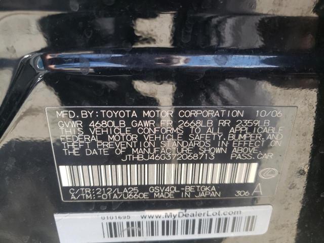 JTHBJ46G372068713 - 2007 LEXUS ES 350 BLACK photo 13