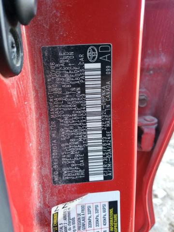 2T1KR32EX7C640029 - 2007 TOYOTA COROLLA MA XR RED photo 13