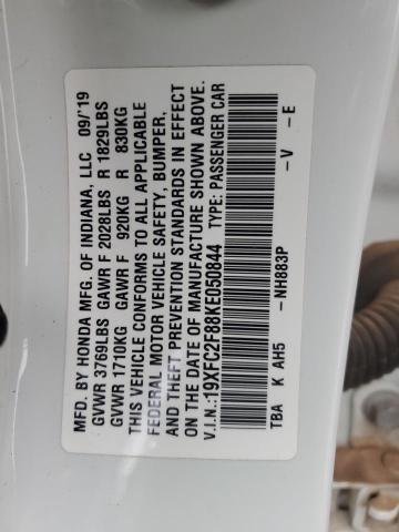 19XFC2F88KE050844 - 2019 HONDA CIVIC SPORT 白色 照片 12