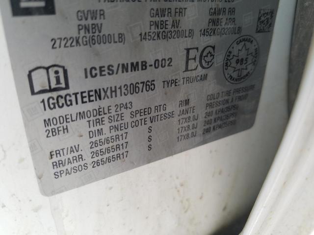 1GCGTEENXH1306765 - 2017 CHEVROLET COLORADO ZR2 WHITE photo 12