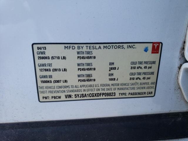 5YJSA1CGXDFP09823 - 2013 TESLA MODEL S Սպիտակ լուսանկար 12
