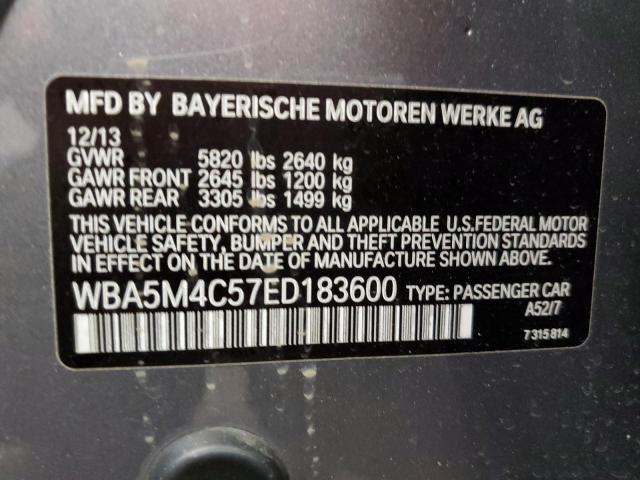 WBA5M4C57ED183600 - 2014 BMW 535 XIGT GRAY photo 13