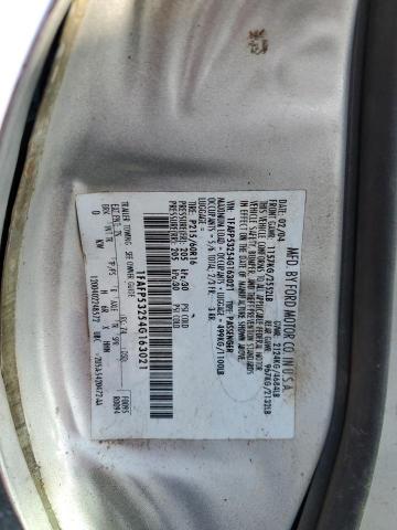 1FAFP53254G163021 - 2004 FORD TAURUS SE SILVER photo 12