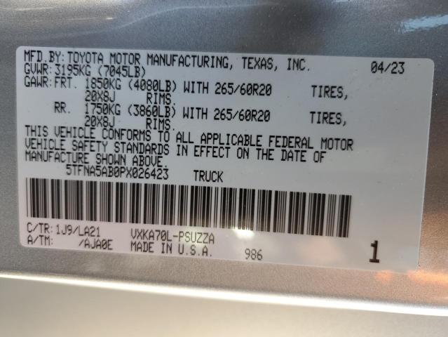 5TFNA5AB0PX026423 - 2023 TOYOTA TUNDRA CREWMAX PLATINUM 灰色 照片 12