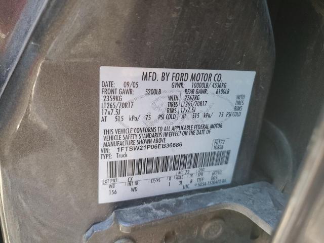 1FTSW21P06EB36686 - 2006 FORD F250 SUPER DUTY GRAY photo 12