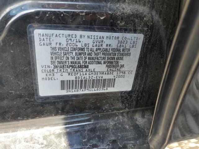 3N1AB7AP9GL680368 - 2016 NISSAN SENTRA S BLACK photo 12