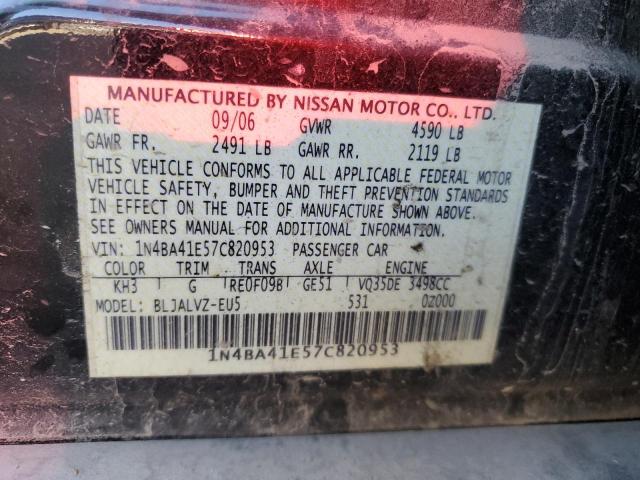 1N4BA41E57C820953 - 2007 NISSAN MAXIMA SE BLACK photo 13