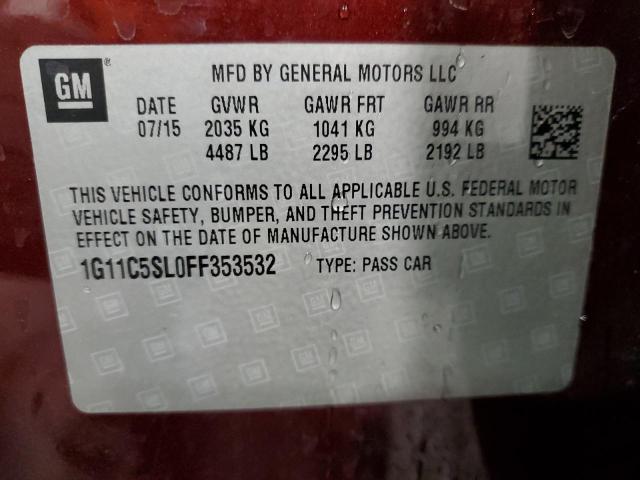 1G11C5SL0FF353532 - 2015 CHEVROLET MALIBU 1LT RED photo 12