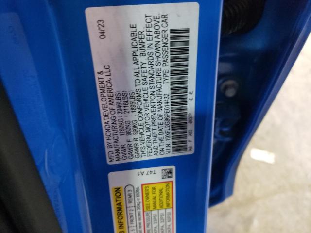 19XFL2G86PE014432 - 2023 HONDA CIVIC SPORT BLUE photo 12